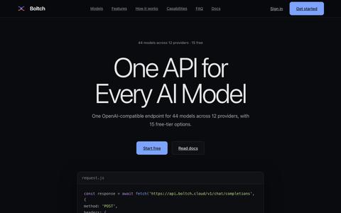 Boltch — One API for Every AI Model — screenshot