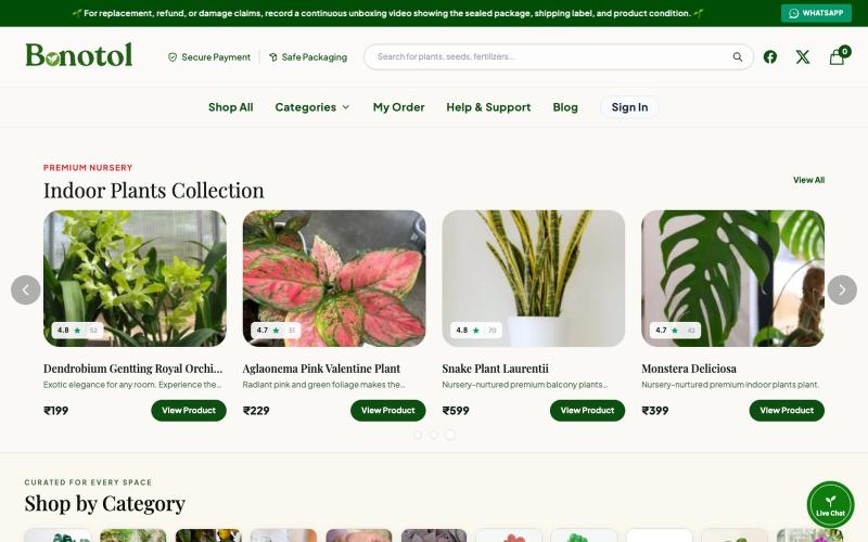 Bonotol — Premium Plant Lifestyle Brand — screenshot