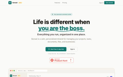 Bonsaii — Your Personalized Command Center — screenshot