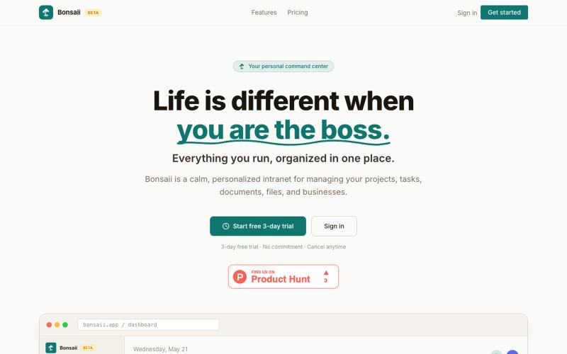 Bonsaii — Your Personalized Command Center — screenshot