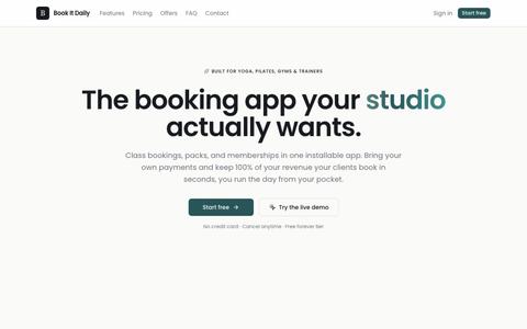 Book It Daily — Booking & membership software for yoga studios, gyms & personal — screenshot
