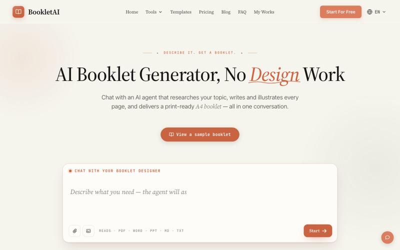 AI Booklet Generator — Chat to Get a Booklet in Minutes — screenshot