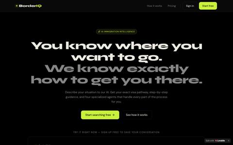BorderIQ — AI immigration intelligence, your exact pathway — screenshot