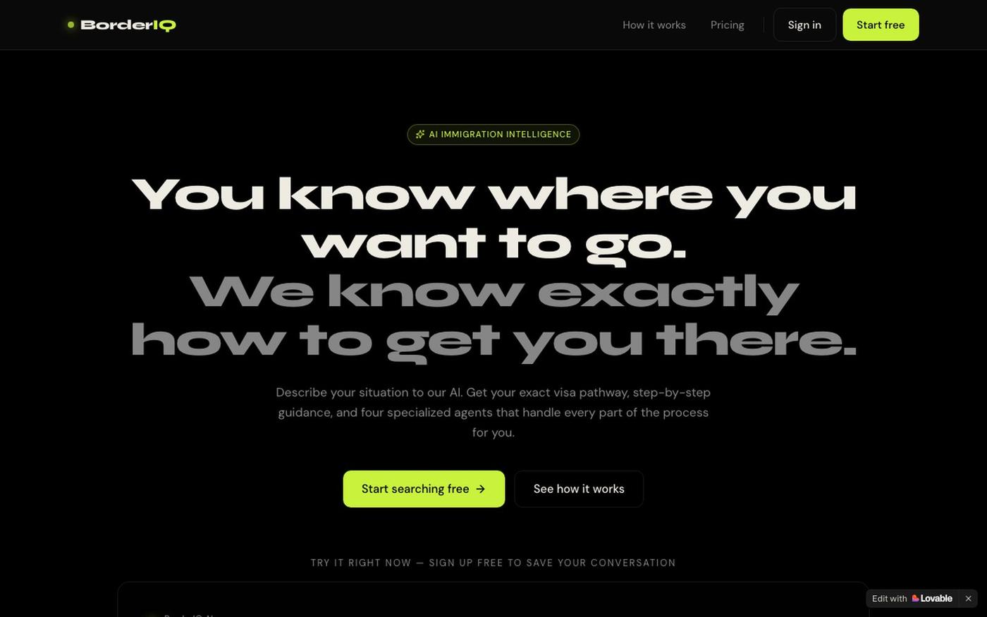 BorderIQ — AI immigration intelligence, your exact pathway — screenshot