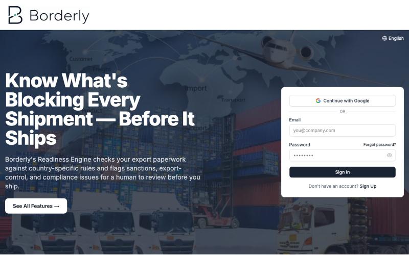 Borderly | Export Readiness Dashboard — screenshot