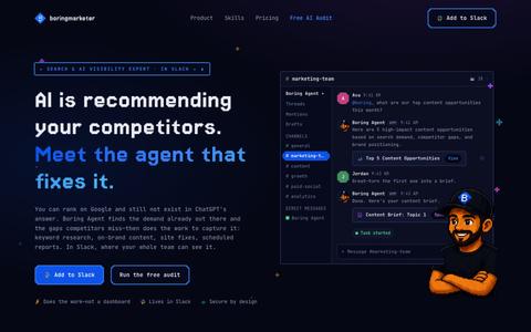 Boring Agent — the Search & AI visibility expert your team adds to Slack — screenshot