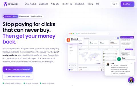 BotKavach - Stop Paying for Fake Clicks and Fake Leads — screenshot