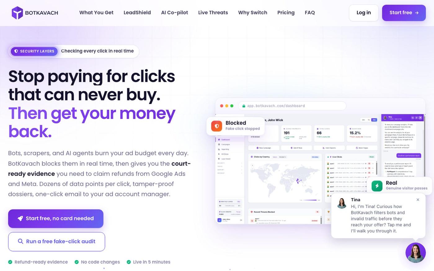 BotKavach - Stop Paying for Fake Clicks and Fake Leads — screenshot