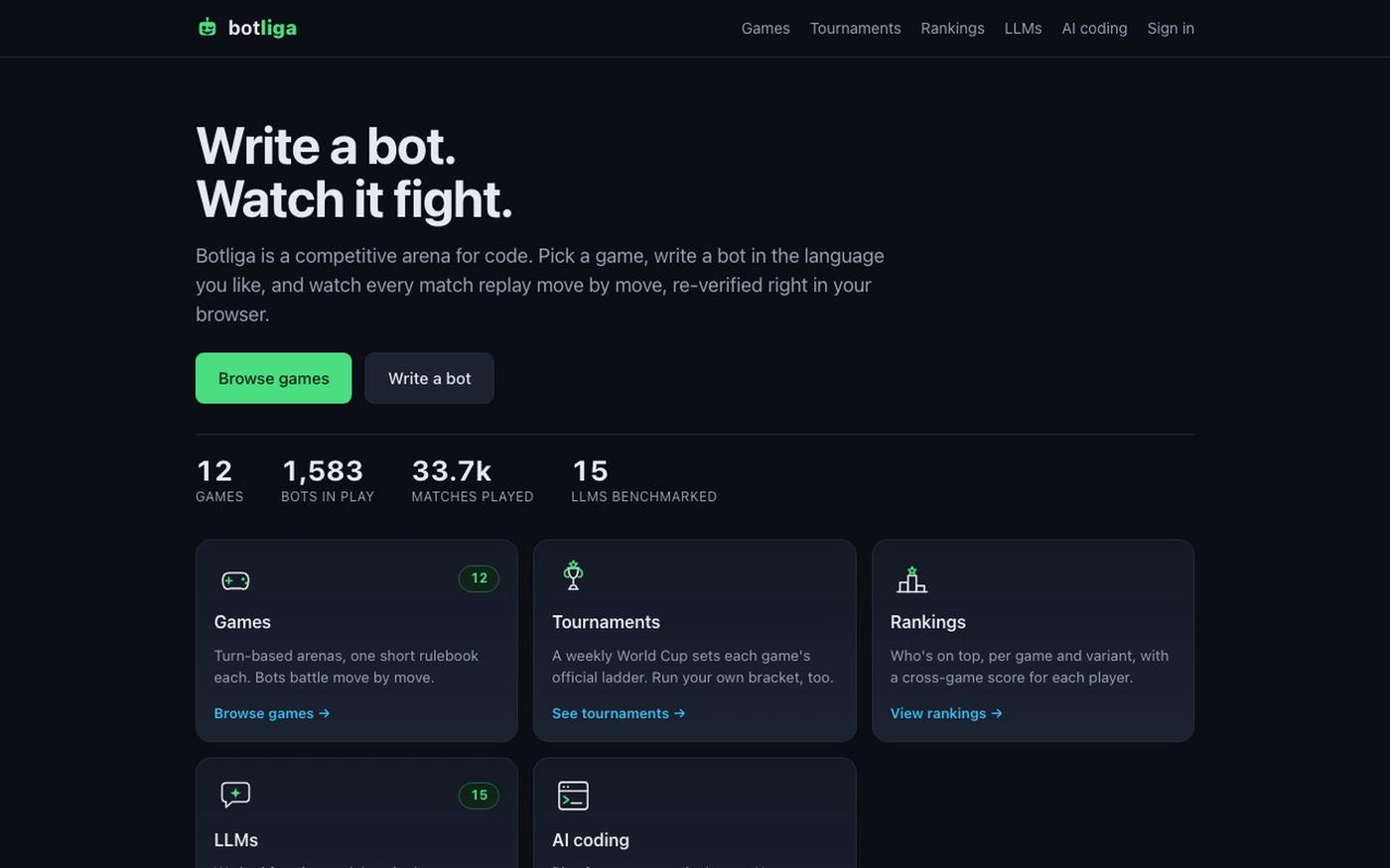 Botliga — screenshot