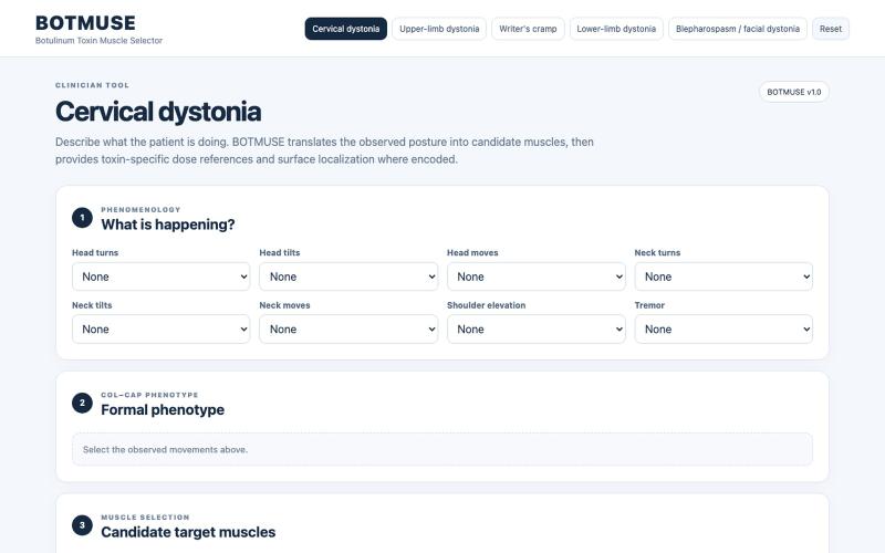 BOTMUSE — Botulinum Toxin Muscle Selector — screenshot