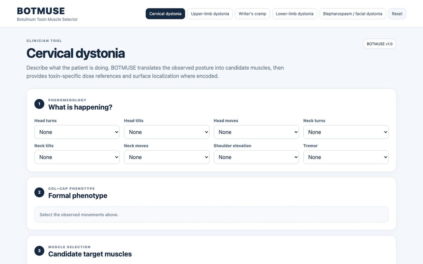 BOTMUSE — Botulinum Toxin Muscle Selector — screenshot
