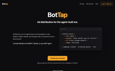 BotTap: AI agents launch your ad campaigns, one payment — screenshot