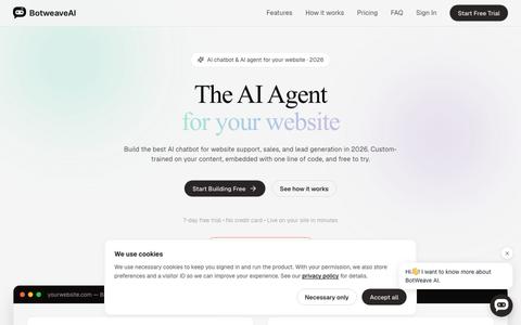 AI Chatbot for Website | Best AI Agent for Website Support & Lead Gen 2026 | Bot — screenshot