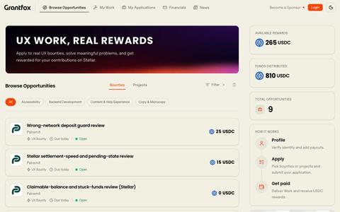 UX Bounties | GrantFox Contributor — screenshot