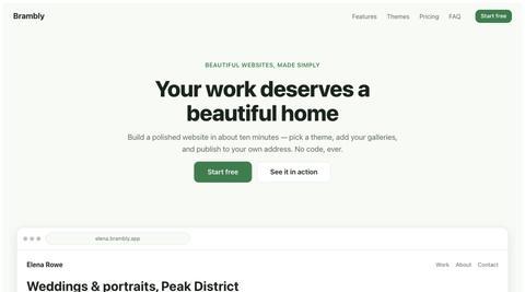 Brambly — your own website, grown in minutes — screenshot