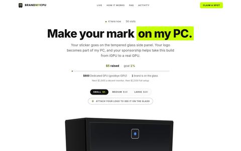 BrandMyCPU · The internet is building my PC — screenshot