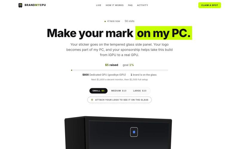 BrandMyCPU · The internet is building my PC — screenshot