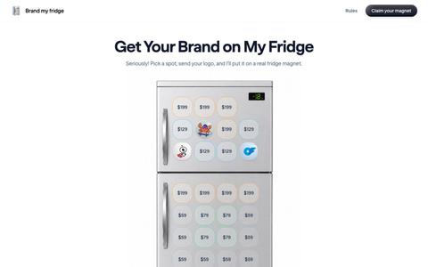Brand my Fridge | Put Your Brand on a Real Office Fridge — screenshot