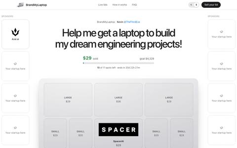 Help me get a laptop to build my dream engineering projects! — BrandMyLaptop — screenshot