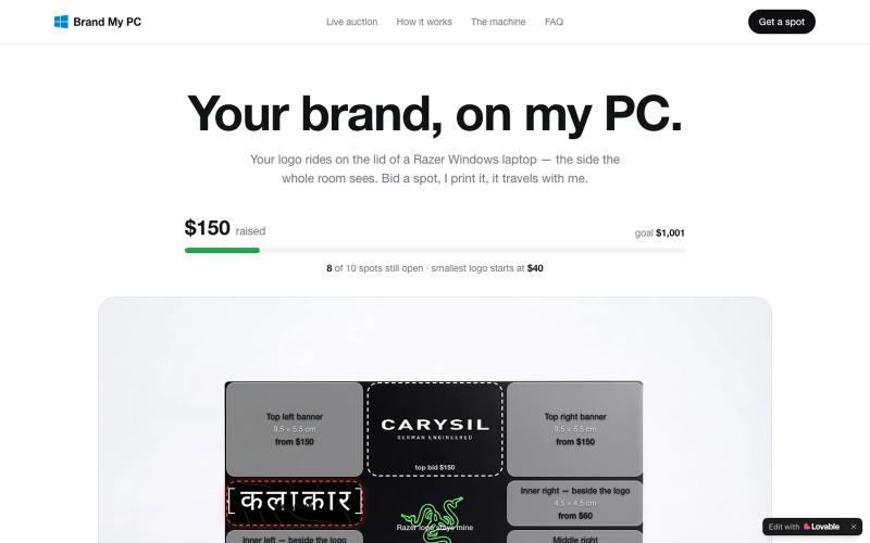 Brand My PC — your logo on my Razer laptop — screenshot
