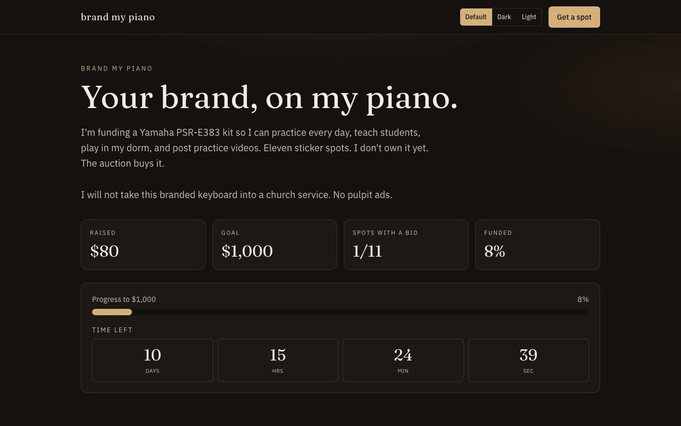 Brand My Piano — Your brand, on my piano. — screenshot