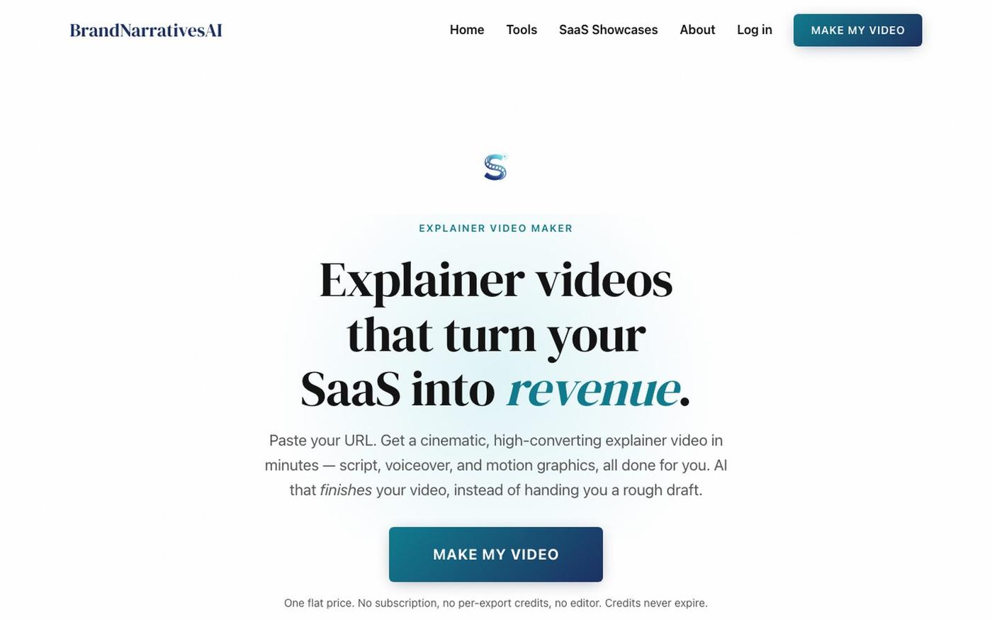 Explainer Video Maker for SaaS & Startups | BrandNarrativesAI — screenshot