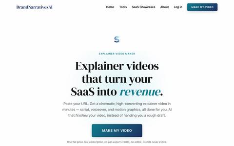 Explainer Video Maker for SaaS & Startups | BrandNarrativesAI — screenshot