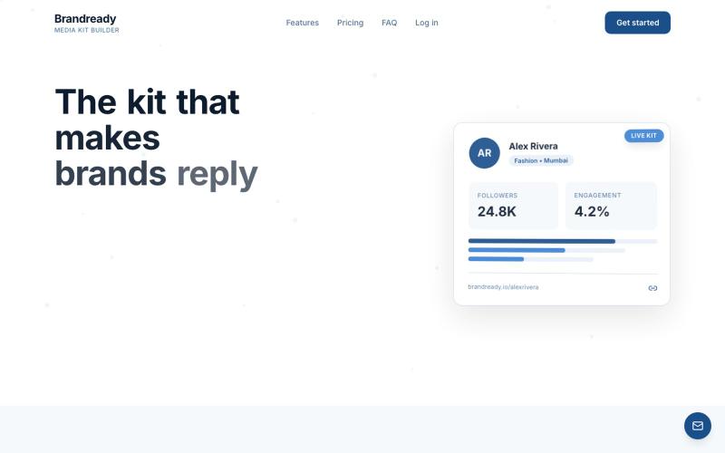 Brandready | Live Media Kit Builder for Creators — screenshot