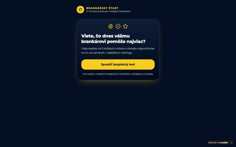 Brankársky štart – 3-minútový test pre mladých brankárov — screenshot