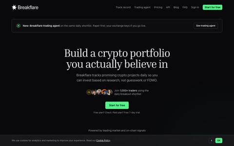 Breakflare | Build a crypto portfolio you believe in — screenshot