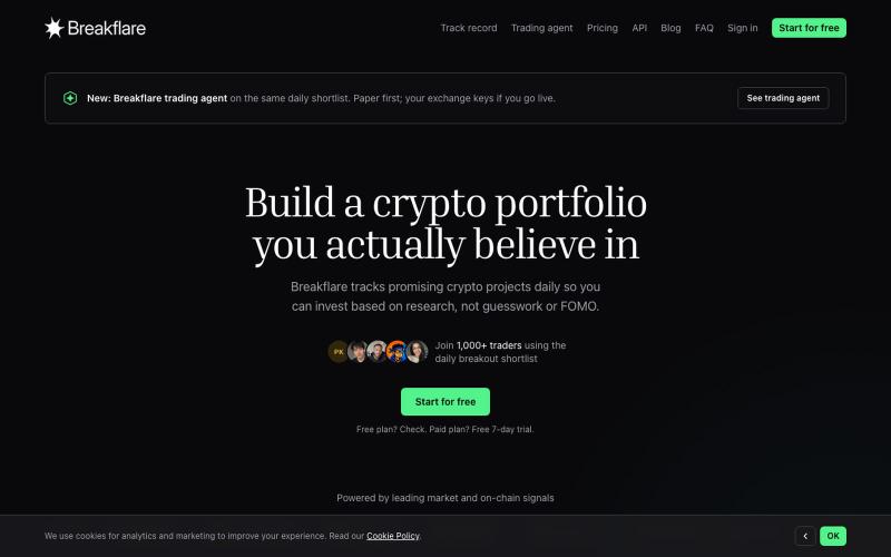 Breakflare | Build a crypto portfolio you believe in — screenshot