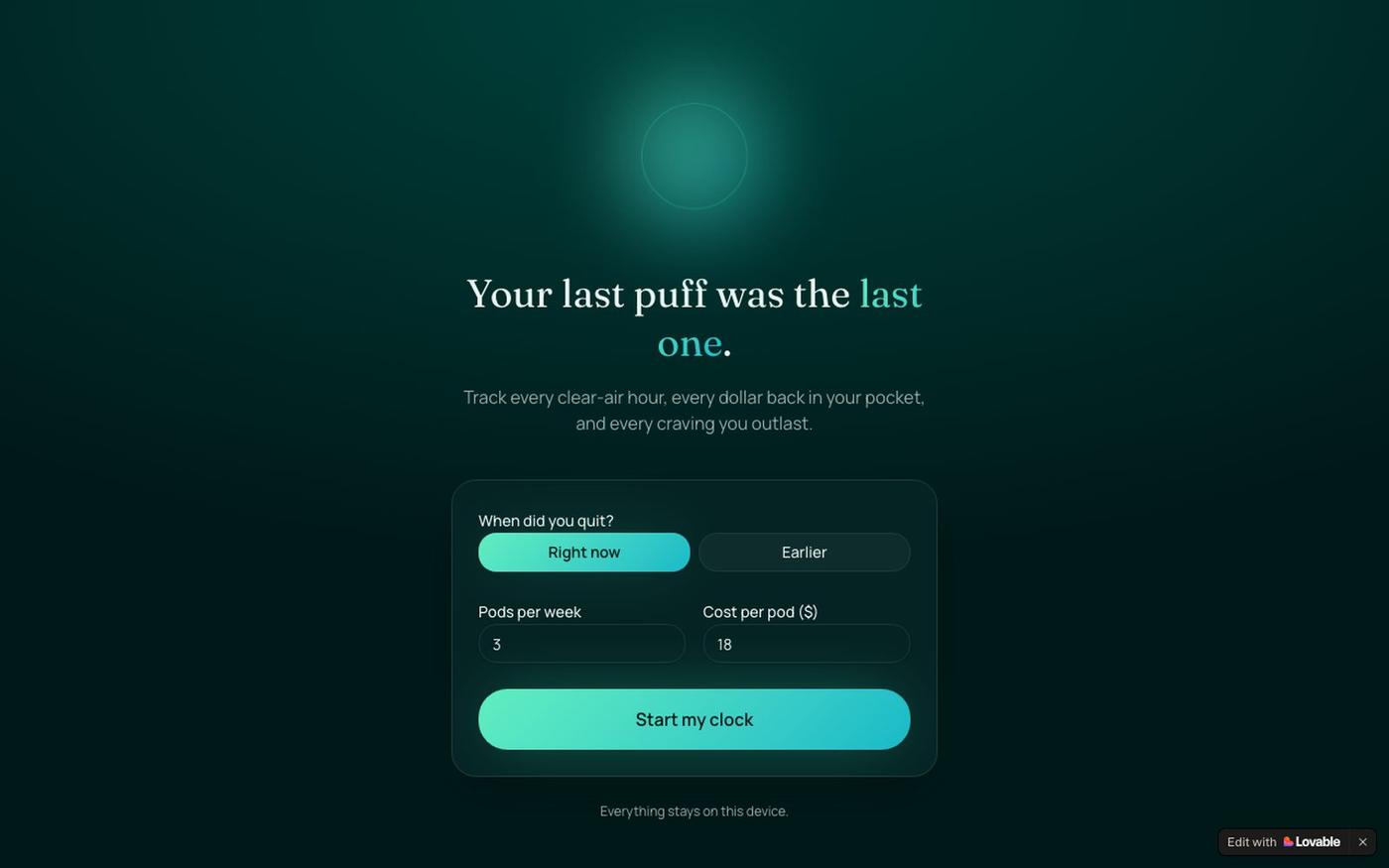Clearway — Quit Vaping Tracker — screenshot