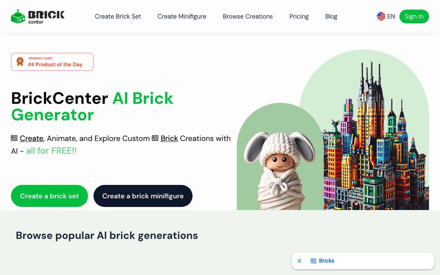AI Brick Generator – Create, Animate, and Explore Custom Brick Sets and Minifigu — screenshot