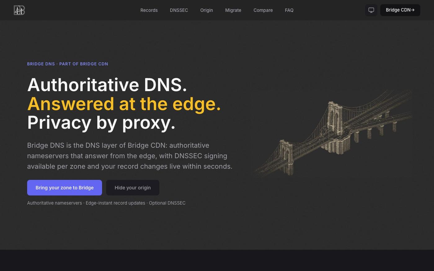 Bridge DNS — Authoritative DNS, Answered at the Edge — screenshot