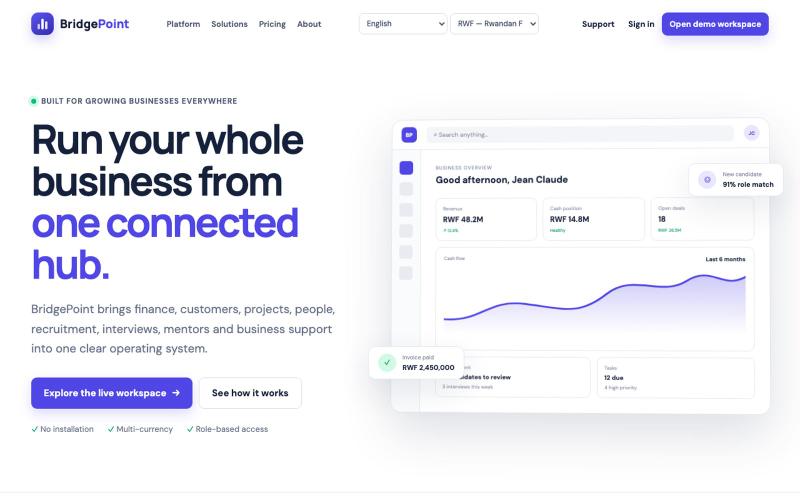 BridgePoint Business Hub — screenshot