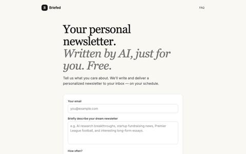 Briefed — your personal AI newsletter, free — screenshot