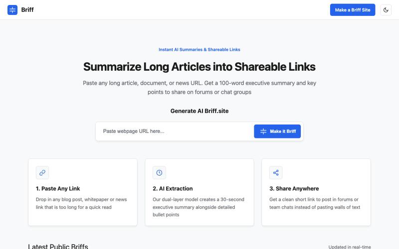 Briff - Instant AI Summaries & Shareable Links — screenshot