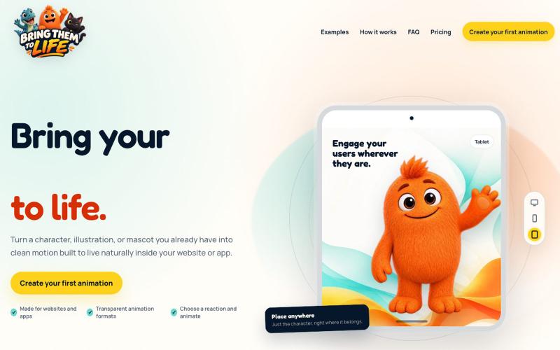 Bring Them to Life | Character Animation for Websites & Apps — screenshot