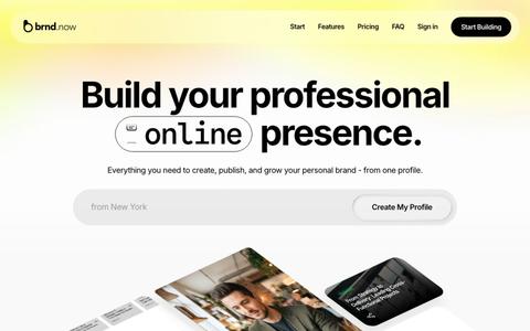 brnd.now - Build Your Professional Online Presence — screenshot