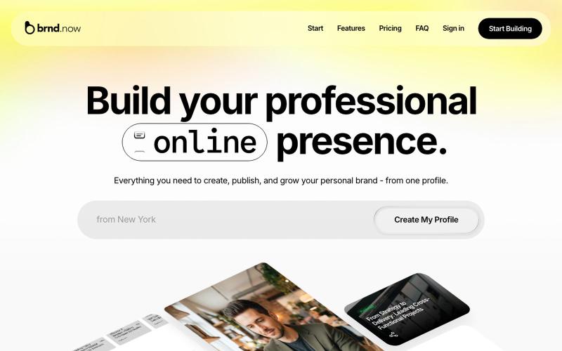brnd.now - Build Your Professional Online Presence — screenshot