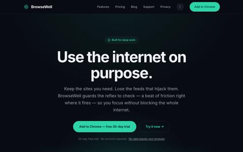 BrowseWell — Use the internet on purpose — screenshot