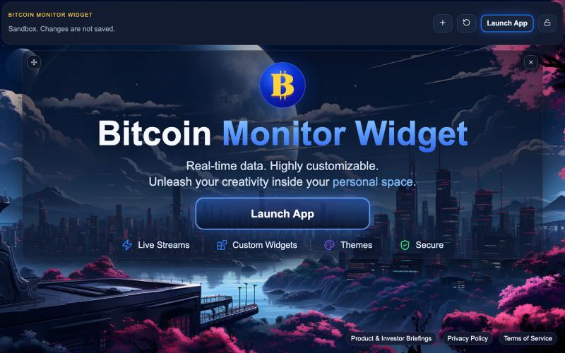 Bitcoin Monitor Widget | Personal Crypto Space — screenshot