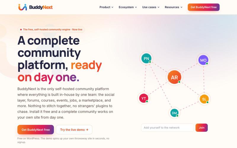BuddyNext - The free, self-hosted community engine for WordPress — screenshot