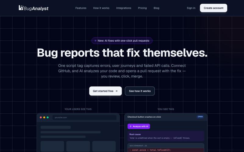 Bug reports that fix themselves — screenshot