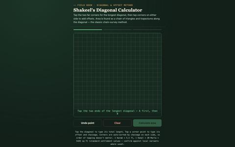 Shakeel's Diagonal & Offset Calculator — screenshot