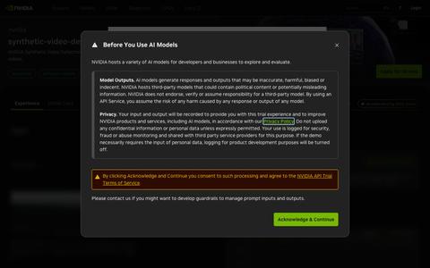 synthetic-video-detector Model by NVIDIA | NVIDIA NIM — screenshot