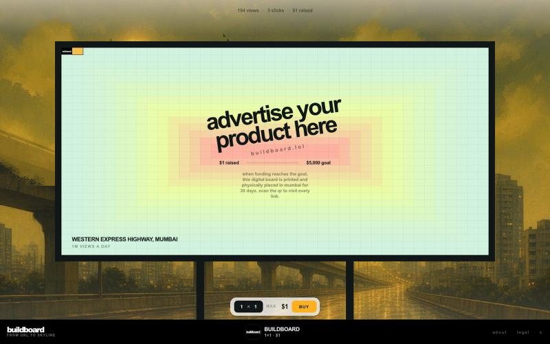 Buildboard — Buy a spot on a real city billboard — screenshot