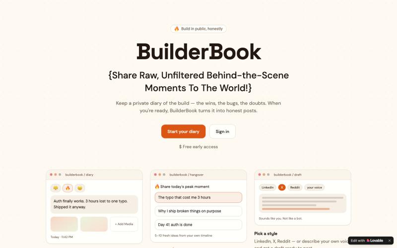 BuilderBook — Share the behind the scenes of what you build — screenshot