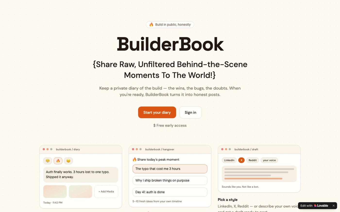 BuilderBook — Share the behind the scenes of what you build — screenshot