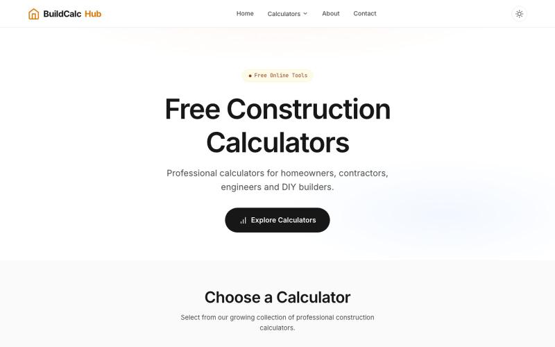 BuildCalcHub | Free Construction Calculators Online — screenshot